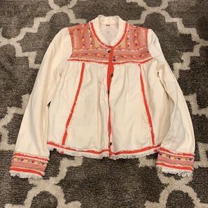 Jacket with buttons white and orange